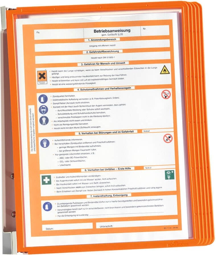 Sichttafel-Wandhalter Durable VARIO WALL 5 5551, Tafelträger, 5 Tafeln, orange