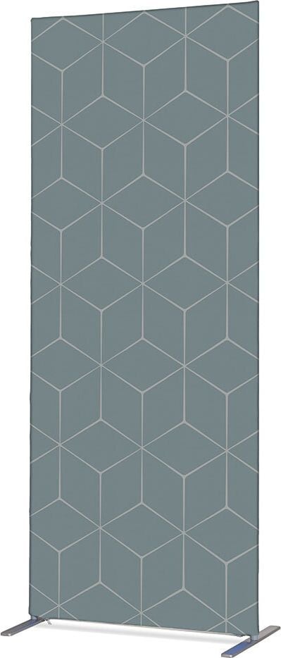 Stellwand Showdown Displays Raumteiler 100-200 Hexagon, 100x200cm, Zipper-Banner Slim mit beidseitigem Textildruckdesign, 100% Polyester, B1 feuerfest, Standfüße, grau