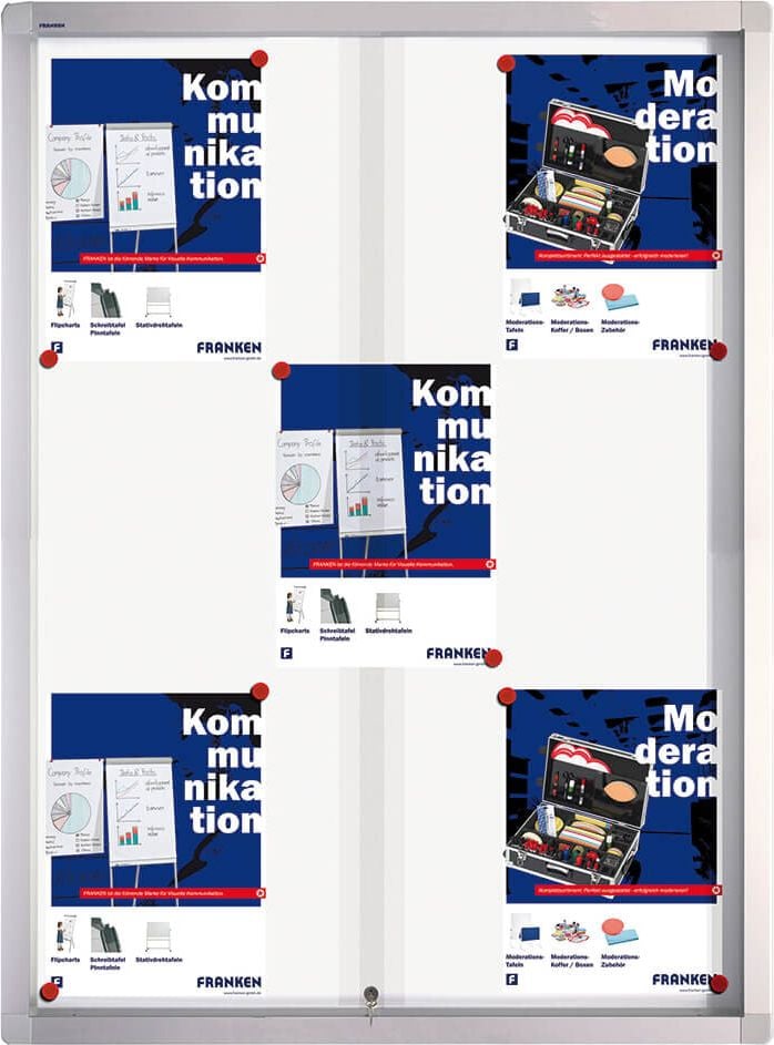 Schaukasten Franken PRO SK6109, 9xA4, Whiteboardrückwand, für Innenbereich