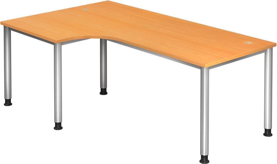 Winkelschreibtisch Hammerbacher HS82, 200x120cm (BxT), 68,5-81cm Höhe, 90 Grad
Winkel, 4-Fuß, buche
