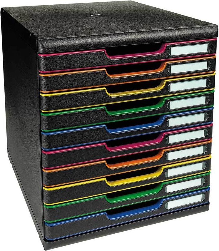 Schubladenbox Exacompta MODULO 302914D, für A4+, 10 geschlossene Schubladen,
farbig umrandete Schubladen