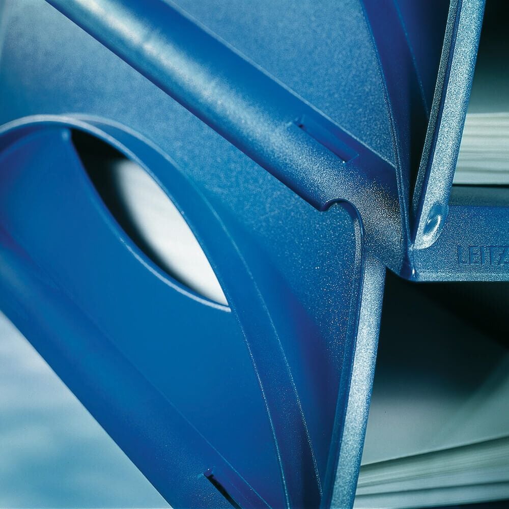 Ablagekorb Leitz Sorty 5230, A4/C4 quer, 12,5cm hoch, Polystyrol (PS),
inkl. Trennwand, Pack 4 Stück, blau