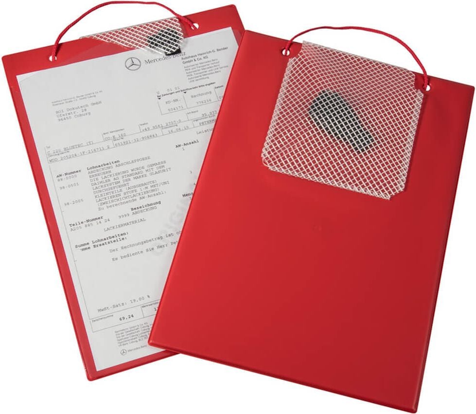 Auftragstasche Eichner Plus, A4, Dokumentenfach mit Einreißschutz,
Schlüsselfach mit Klettverschluss,
Hängekordel, farbig, rot