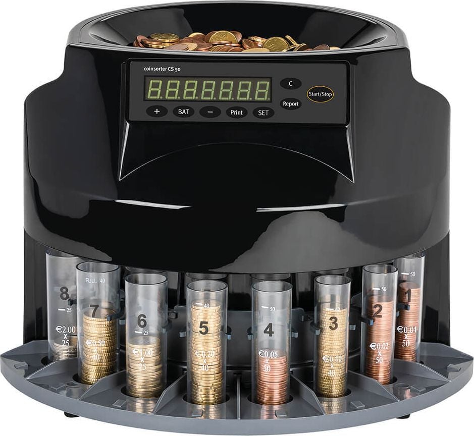 Münzzähler Ratiotec CS 50 946954, zählt und sortiert alle Euro-Münzen, 200
Münzen/Minute, schwarz