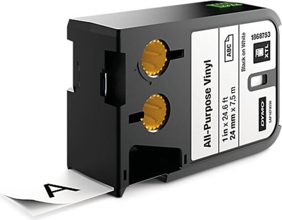 Schriftbänder Dymo XTL 1868753, schwarz auf weiß, 24mm/7m, Vinylband
