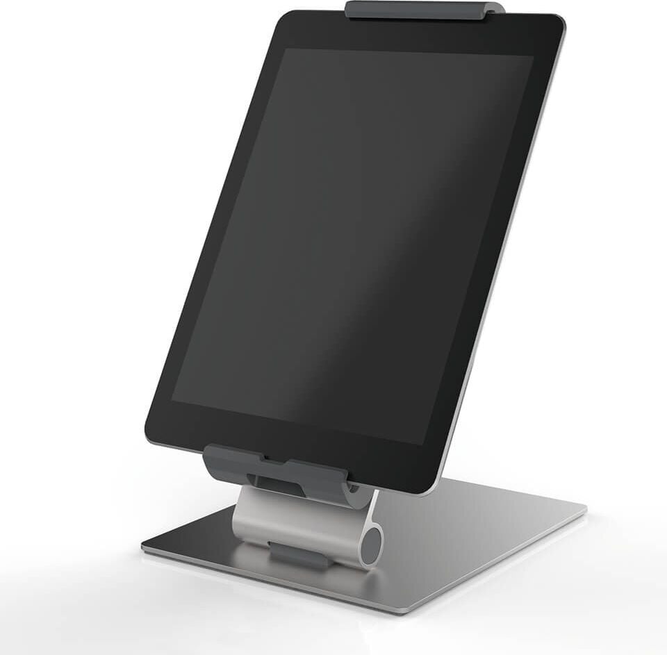 Tablethalterung Durable Tablet Holder Table 8930-23, für 7-13 Zoll Tablets im Hoch- und
Querformat, Tischständer, drehbar, neigbar, silber
