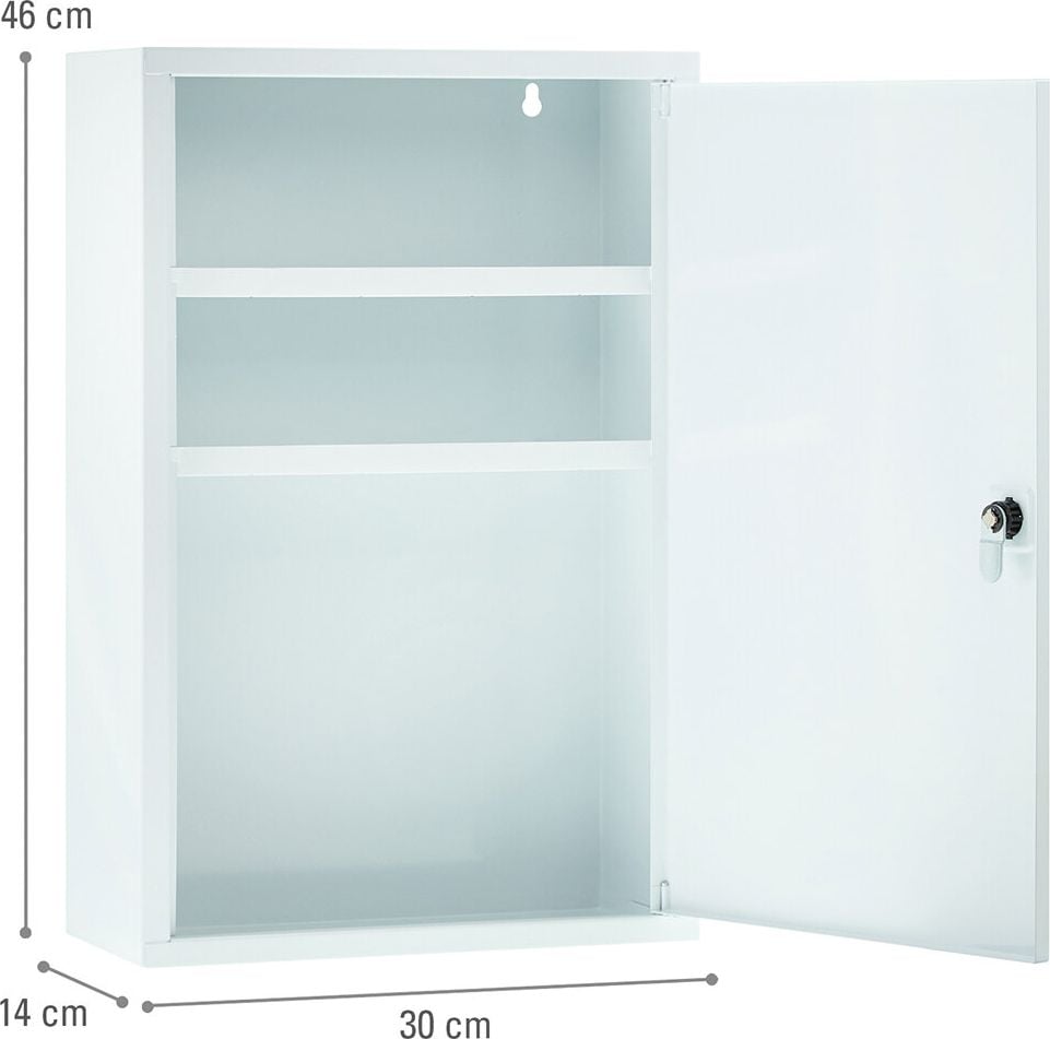 Erste Hilfe Verbandschrank First Aid Only P-10201 00, ohne Inhalt, 300x460x140mm (BxHxT), 3 Fächer, Zylinderschloss, Metall, weiß