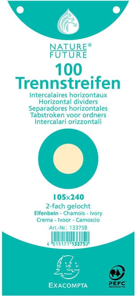Trennstreifen Exacompta, 10,5x24cm, 180 g/m² Premiumkarton, Pack 100 Stück, chamois
