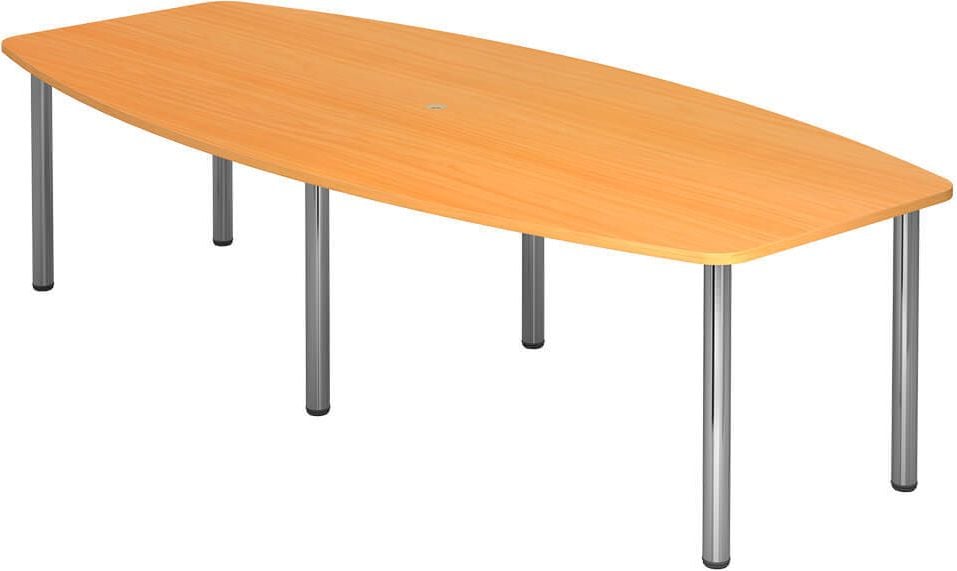 Konferenztische Hammerbacher KT28C, 280x130/78cm (BxT), 72-74cm Höhe, 6-Fuß chrom, buche