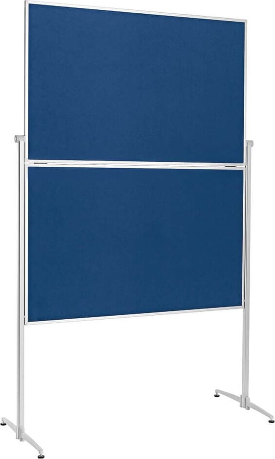 Moderationstafeln Magnetoplan klappbar mobil 11513, Tafel: 150x120cm (HxB), klappbar, pinnbarer
Filz farbig, Rahmen silber, Standfuß mit
Rollen, grau