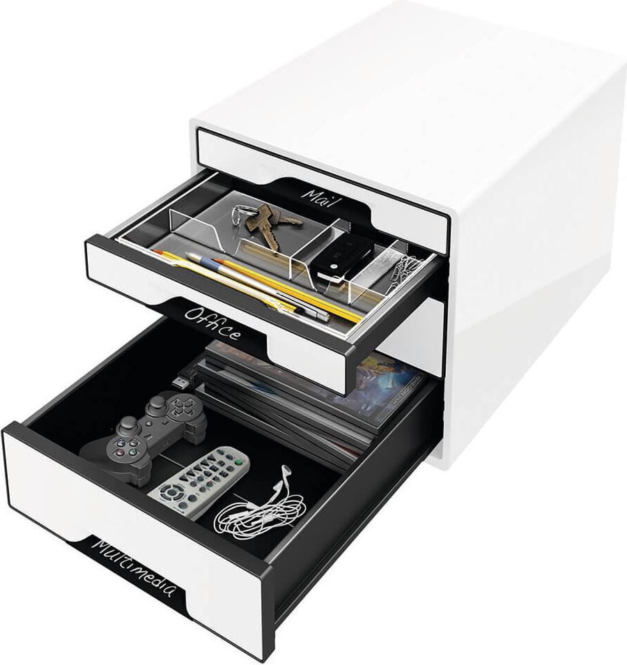 Schubladenbox Leitz CUBE 5252, A4/C4, 4 geschlossene Schubladen, schwarz
