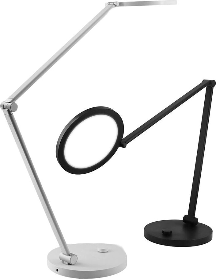 LED-Schreibtischleuchten Unilux OMEGA 400202315/400202316, 12 W, LED (neutralweiß), 166lm/W, dreifache Gelenkverbindung, Standfuß, schwarz