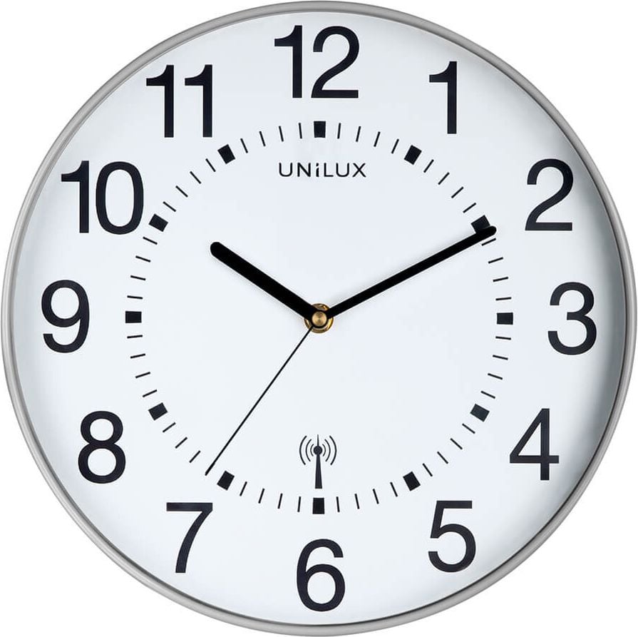 Funkwanduhr Unilux WAVE 400094562/400094561, DCF-Funkwanduhr, 30,5cm Durchmesser,
Kunststoff/Glas, grau