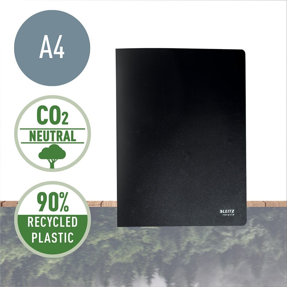 Sichtbuch Leitz Recycle 4677, A4, mit 40 Hüllen, recyceltes Polypropylen (PP), schwarz