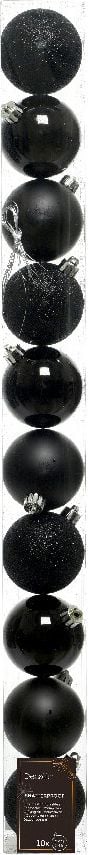 Weihnachtskugeln DECORIS, 6cm Durchmesser, Polystyrol, Pack 10 Stück, schwarz