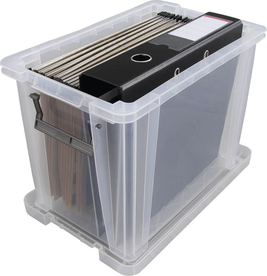 Aufbewahrungsboxen Fellowes Bankers Box ProStore 7730501, 18,5 Liter, Außenmaße: 395x255x290mm (BxTxH),
Kunststoff (PP), mit Deckel, transparent