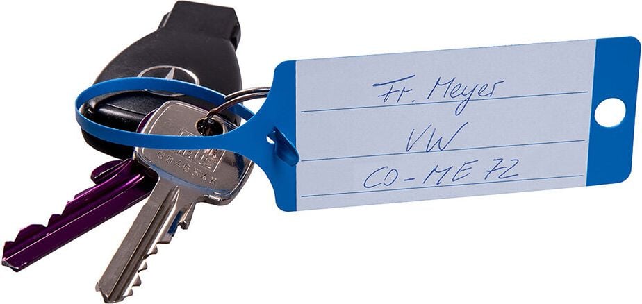 Schlüsselanhänger Eichner Fix, schmale Schlaufe, beschriftbar, PP, Pack 100 Stück, blau