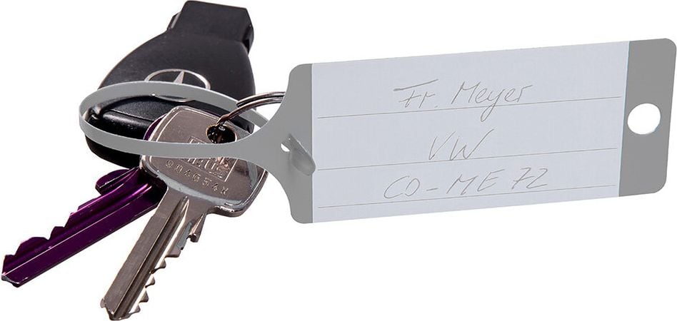 Schlüsselanhänger Eichner Fix, schmale Schlaufe, beschriftbar, PP, Pack 100 Stück, grau
