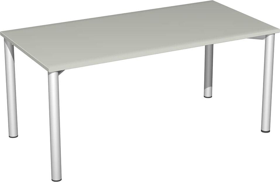 Schreibtisch Geramöbel 4 Fuß Flex S-550103, 160x72x80cm (BxHxT), rechteckig, 4-Fuß silber, hellgrau
