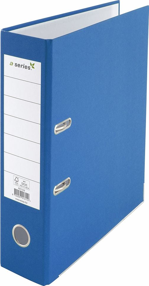 Ordner A4 a-series, 80mm, RC-Pappe, A4, 8cm Rücken, farbiger Kraftpapierbezug,
FSC, blau