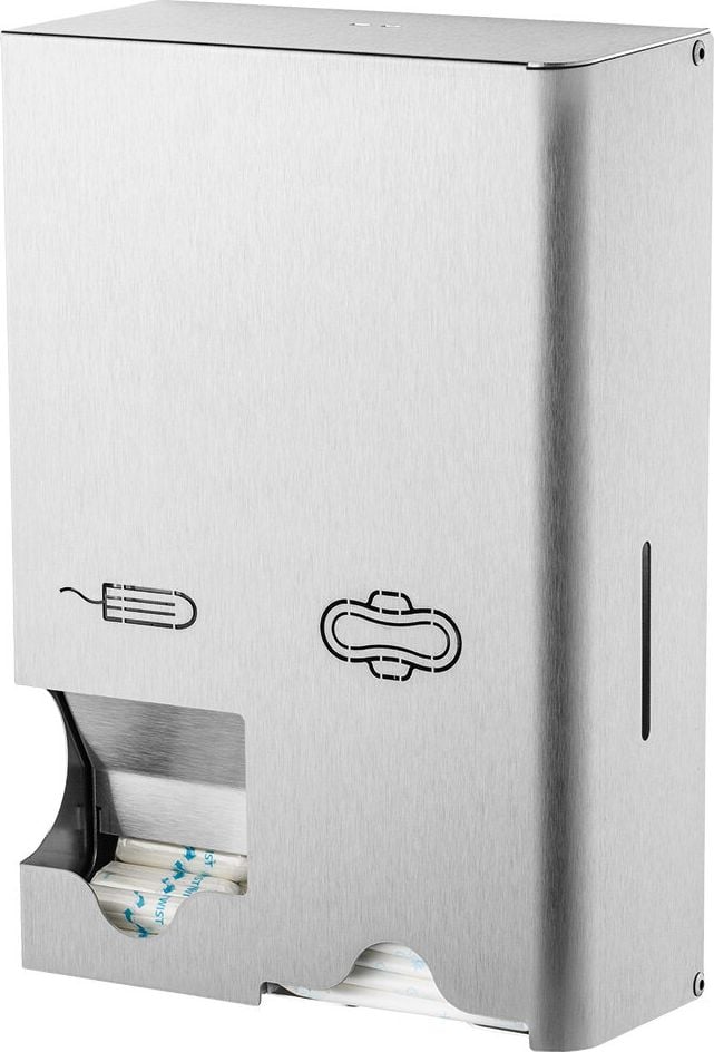Tampon- und Bindenspender All Care MediQo-line MQSTB E 19122, Edelstahl mit Anti-Fingerprint-Beschichtung, Kapazität: 150 Tampons + 40 Binden (nicht im Lieferumfang enthalten)
