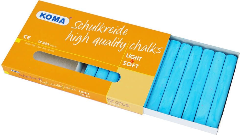 Kreide KOMA farbig, Wandtafelkreide, Pack 12 Stück, blau