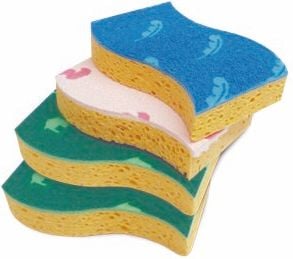 Reinigungsschwamm Spontex Sweet Home x4 19600593, 4er-Set: 2x Allzweck (grün), je 1x Bad (rosa) und Geschirr (blau)