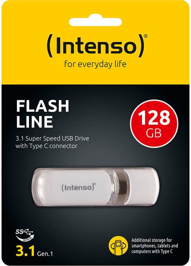 USB-Stick Intenso Flash Line 3538491, 128GB, USB 3.2 Gen 1x1 Typ C, Kunststoff, weiß