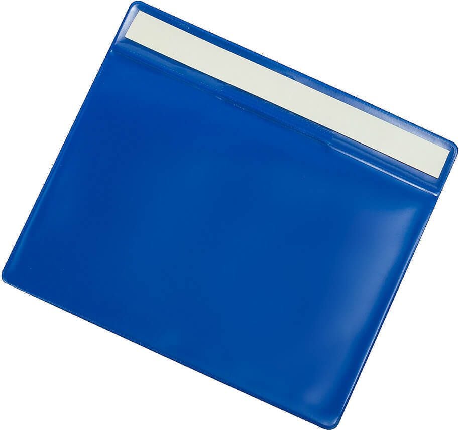 Kennzeichnungstaschen tarifold Kennzeichnungshülle 16824, A5 quer, selbstklebend, PVC, Pack 10 Stück, blau