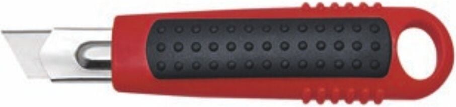 Cutter Wedo Safety-Cutter Standard 78800 18mm, 18mm Trapezklingen, Kunststoffgehäuse mit Metallführung, automatischer Klingenrückzug, inkl. 2 Ersatzklingen, rot/schwarz