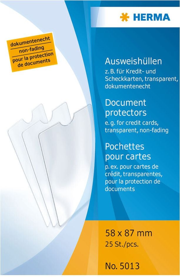Ausweishüllen Herma 5013, 58x87mm, PP-Folie, Packung 25 Stück