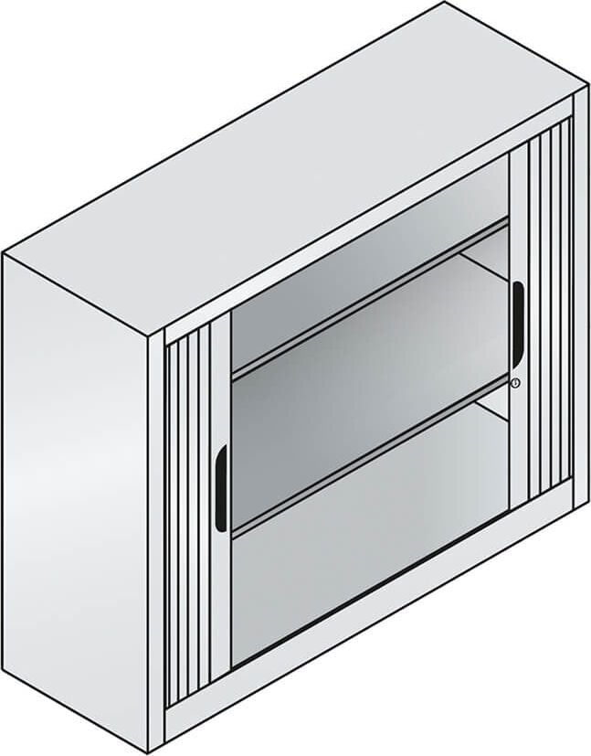 Aktenschrank CP Omnispace 3243-00, 120x103x42cm (BxHxT), 2 Querrollläden,
2 Fachböden, 2 Ordnerhöhen + 1 Restfach, hellgrau