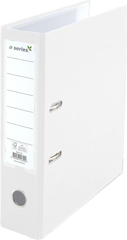Ordner A4 a-series, 80mm, PP, A4, 8cm Rücken, PP-Folie, weiß