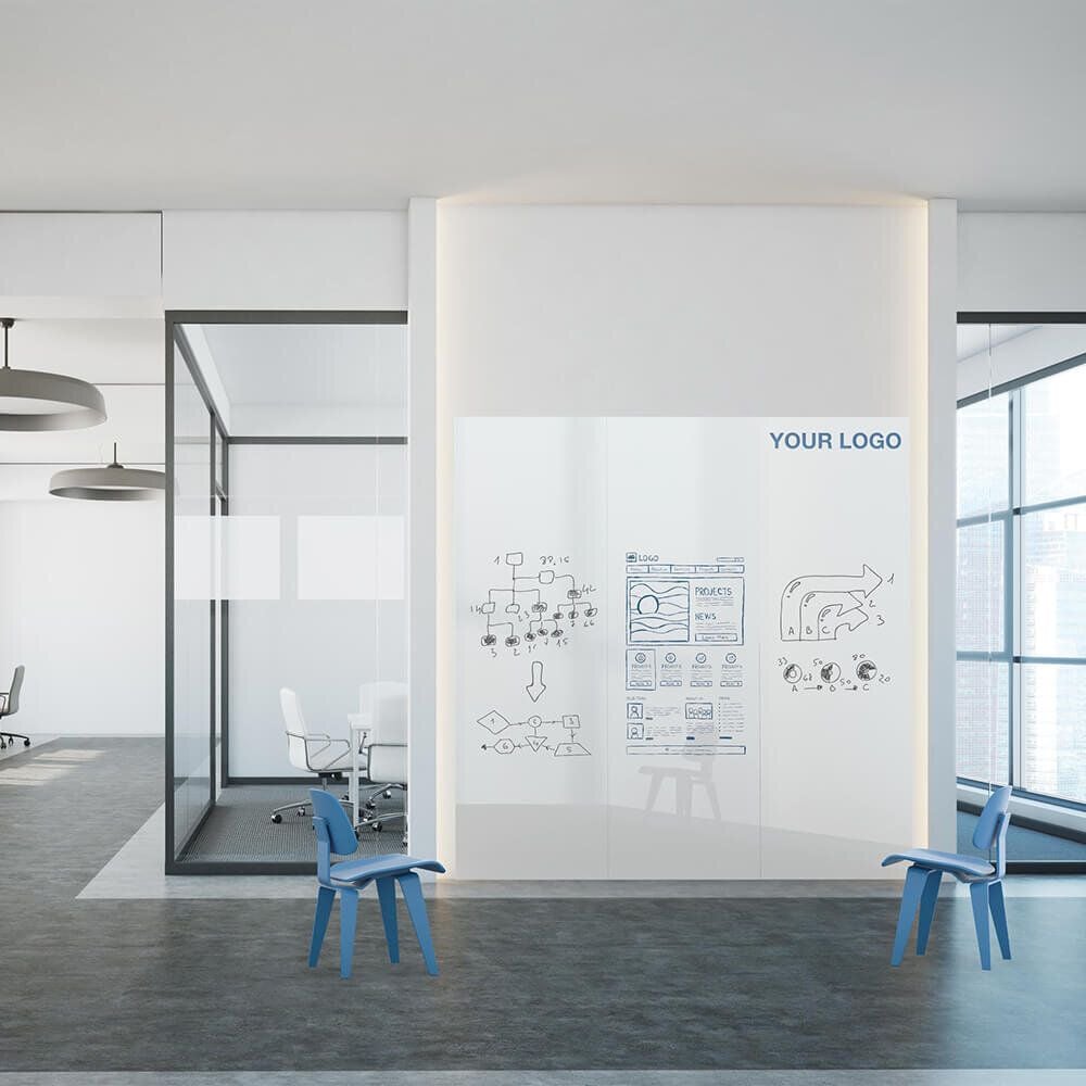 Whiteboard Magnetoplan Infinity Wall X 1041100, 98x198cm, emailliert, trocken abwischbar,
rahmenlos, Wandaufhängung