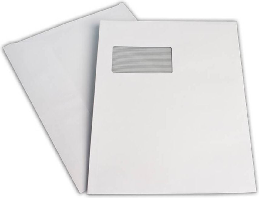 Versandtaschen C4 Elco Premium, 229x324mm, Fenster, weiß, 120 g/m²,
Haftklebung, Pack 250 Stück