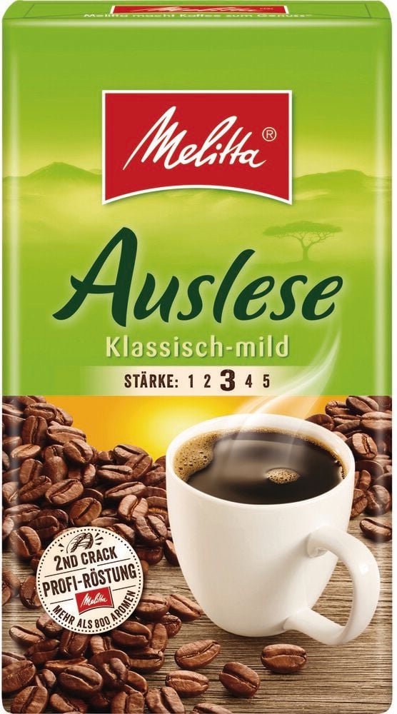 Kaffee Melitta Auslese Klassisch-Mild, gemahlen, 500g, Stärke 3/5