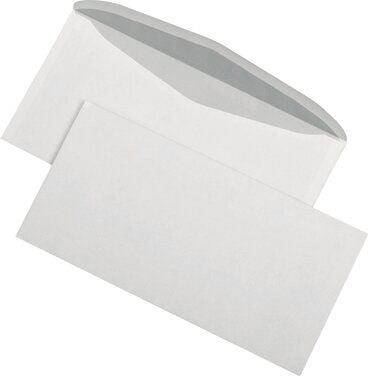 Kuvertierumschläge, 114x229mm, weiß, außenliegende Seitenklappen,
Pack 1000 Stück
