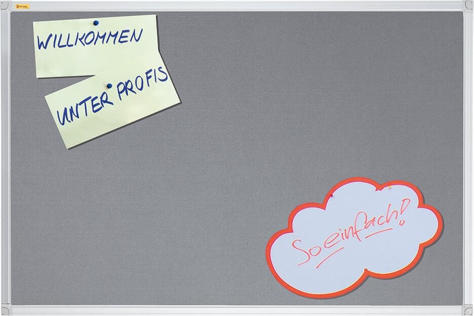Pinntafeln Franken X-tra!Line PT3303, 90x120cm, Tafelfläche aus Filz, Alurahmen, grau