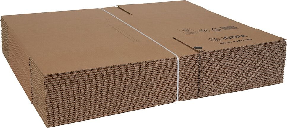 Versandkarton FEFCO 0201 KWP1-023, 460x325x335mm (LxBxH), braun, zwei
Höhenriller, Pack 25 Stück
