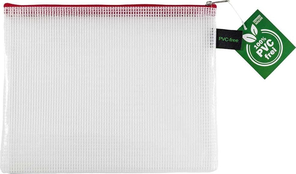 Kleinkrambeutel Foldersys B6 40605-80, Reißverschluss rot, EVA, transparent, Pack 10 Stück