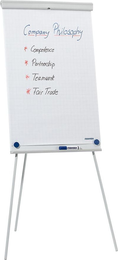 Flipchart Franken X-tra!Line Standard F5100/11512, Tafel 68x105cm, Dreibeinstativ, grau inkl.
Stift und Block