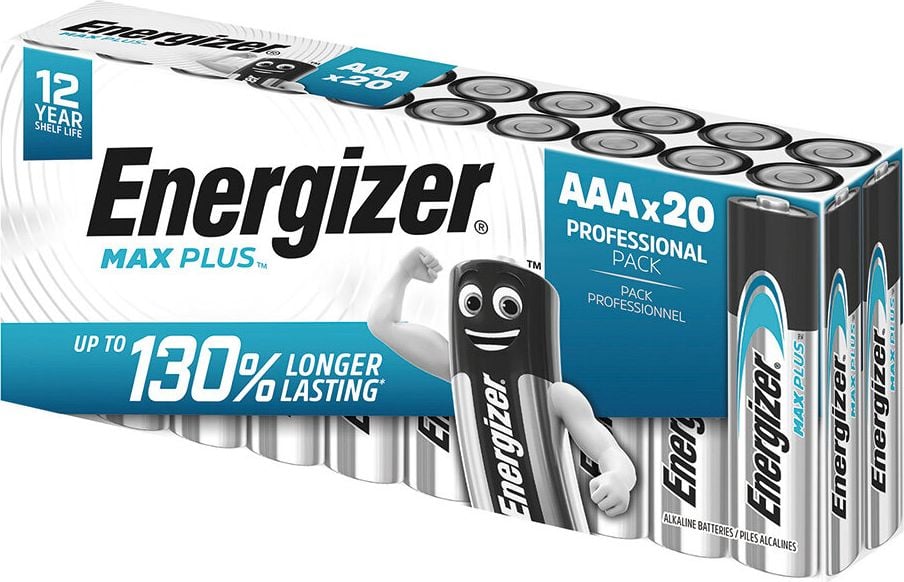 Batterien Energizer Max Plus Micro (AAA), 1,5 V, mit Geräte-Auslaufschutz, bis zu 15 Jahre Leistungserhalt, Professional Pack 20 Stück