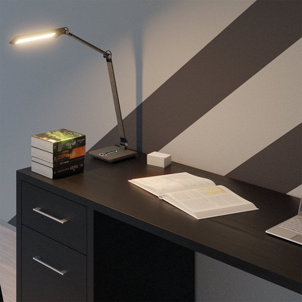 LED-Schreibtischleuchte Hansa Wave 41-5011.101/41-5011.102, 8,5 W LED, (warmweiß-tageslichtweiß), 450lm, 3 Farbtemperaturen, stufenlos dimmbar, Standfuß, silber