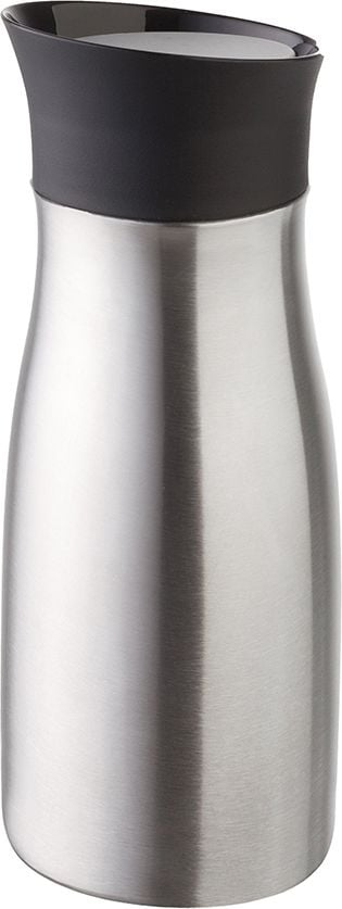 Thermobecher Helios Click n Drink 9142, 400ml, Klick-Deckel, doppelwandiger Edelstahl (mattiert), farbiger Deckel, grau