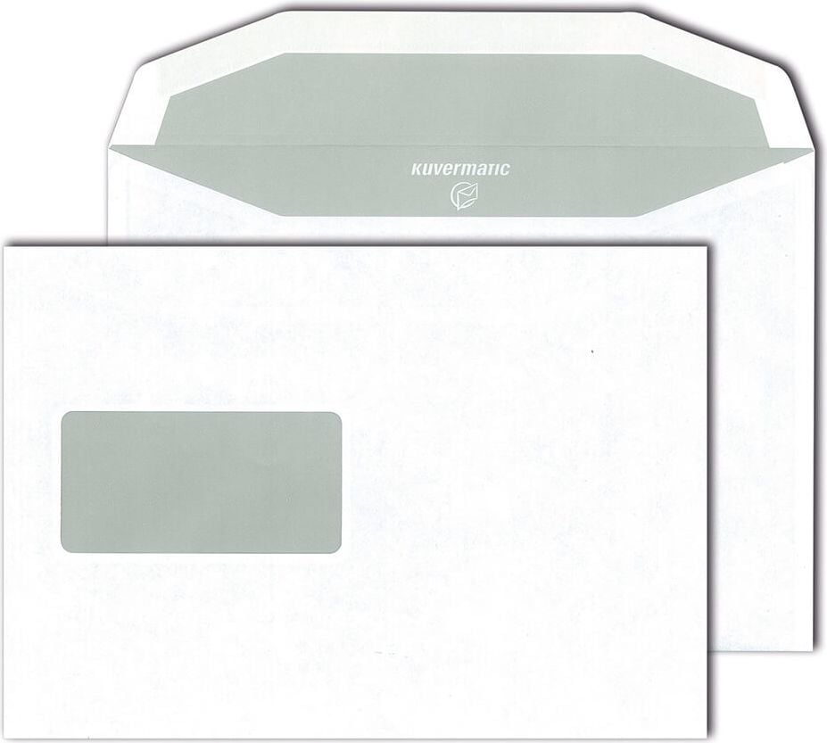 Kuvertierumschläge C5 Mailmedia 30015975, 162x229mm, Fenster, weiß, innenliegende
Seitenklappen, Pack 500 Stück