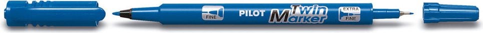 Permanentmarker Pilot SCA-TM-BG Twin Marker Begreen 4045, 2 Rundspitzen (0,4 und 0,8mm), wasserfest, blau