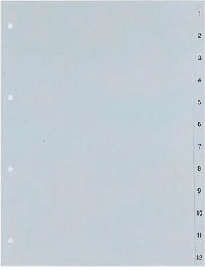 Kunststoffregister a-series A4 1-12 AS0960, A4 volle Höhe, 1-12, 12-teilig, PP, weiß