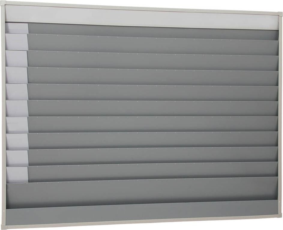 Werkstattplaner Eichner 9019-00145, für 50 x A4, 158x128,2cm, fünfreihig,
zusätzliches Ablagefach und Kopfleiste
(Beschriftung Baupläne), Kunststoff, grau