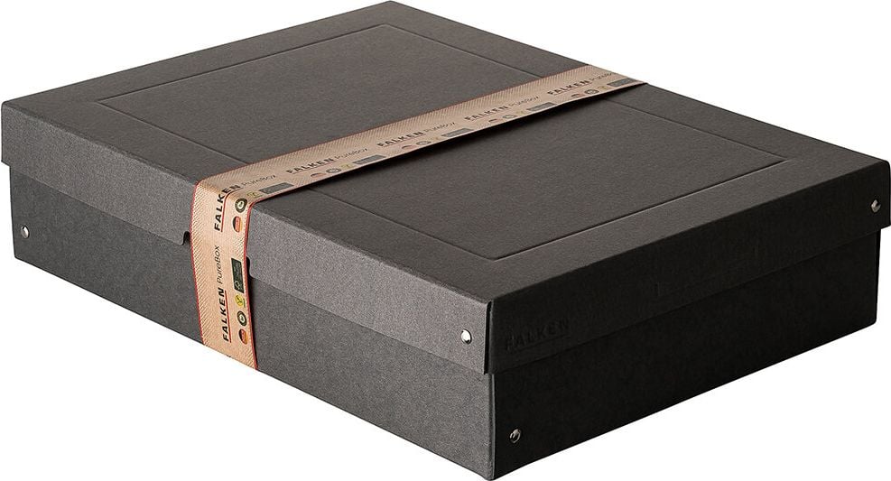 Aufbewahrungsboxen Falken PureBox 22001688, 14,08 Liter, für DIN A3, Außenmaße: 440x320x100mm (BxTxH), Deckel, schwarz, schwarz