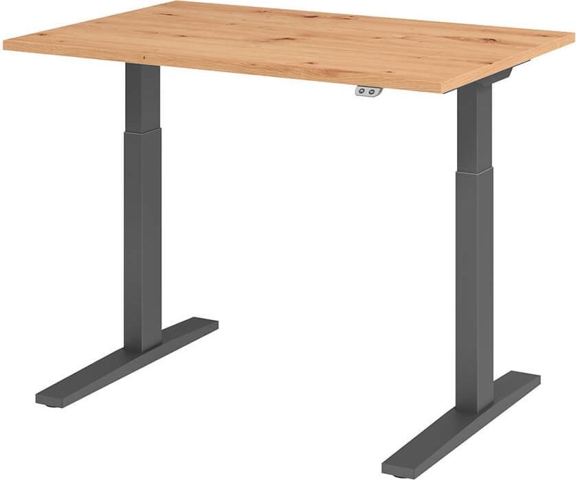 Hubschreibtisch Hammerbacher XMKA12, 120x80cm (BxT), 70-120cm Höhe, elektrisch
höhenverstellbar, rechteckig, C-Fuß graphit, asteiche